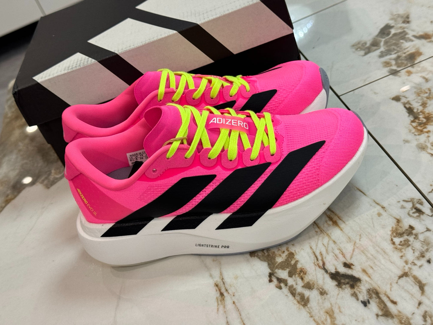 adidas Unisex Adizero Evo SL Running Shoes Lucid Pink