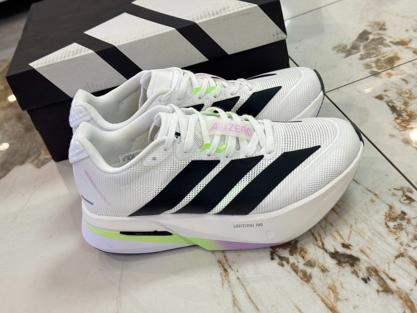 adidas Adizero Boston 13 "Cloud White / Spark Lime"