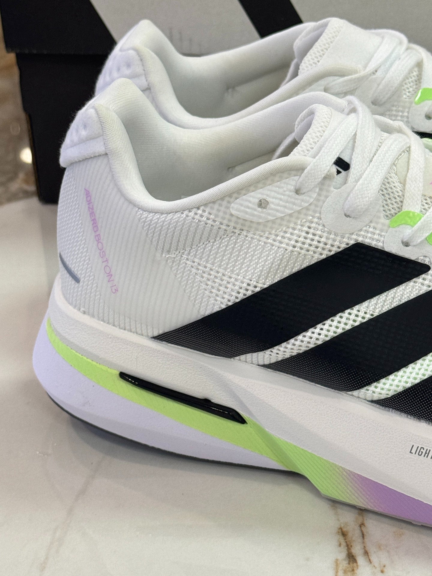 adidas Adizero Boston 13 "Cloud White / Spark Lime"