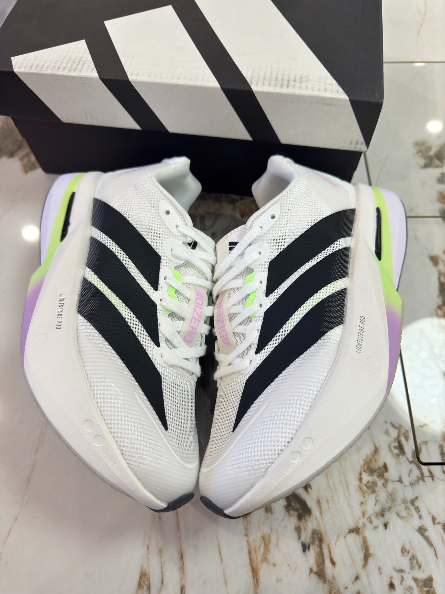 adidas Adizero Boston 13 "Cloud White / Spark Lime"