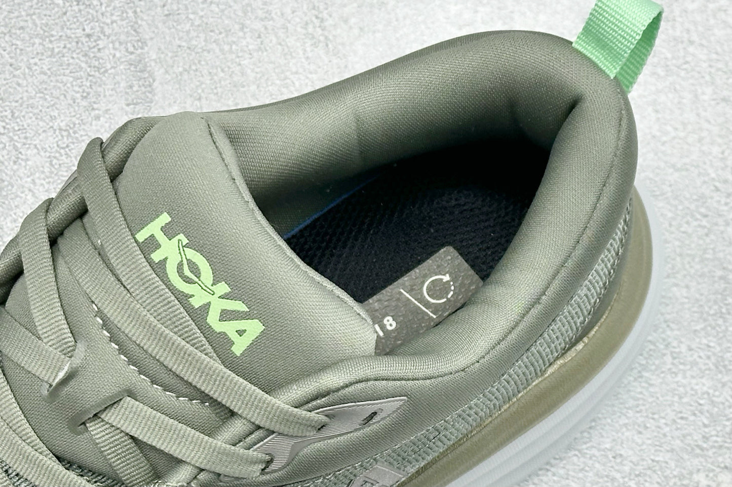 HOKA Bondi 8 Olive Green Lime Accent Running Shoes