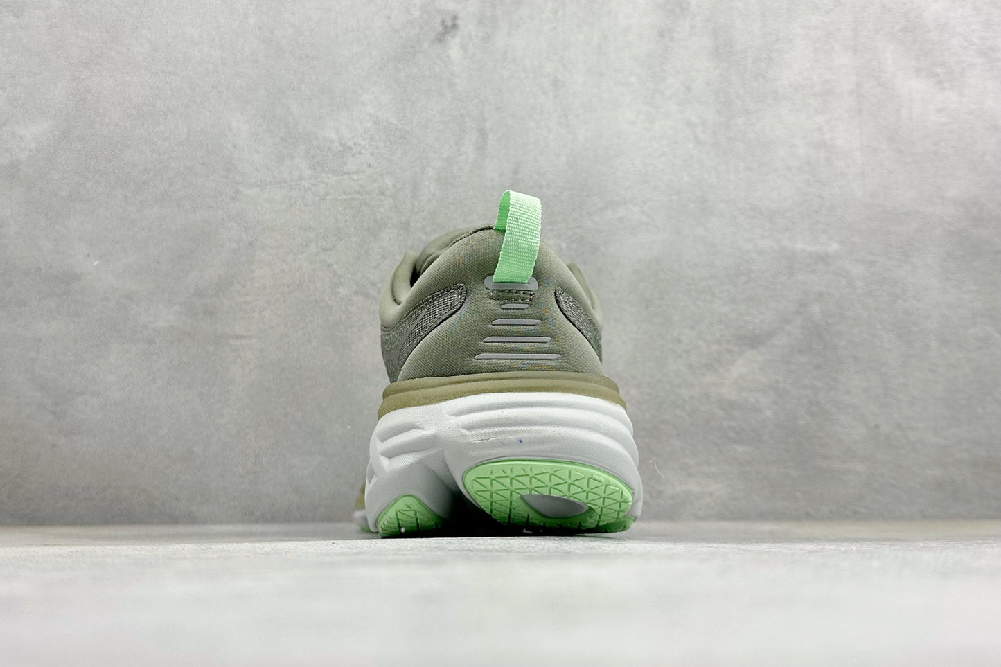 HOKA Bondi 8 Olive Green Lime Accent Running Shoes