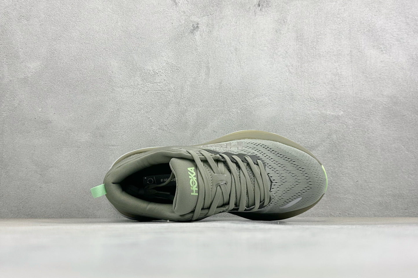 HOKA Bondi 8 Olive Green Lime Accent Running Shoes