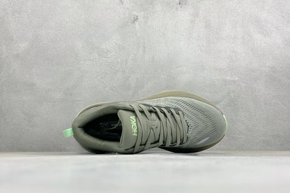 HOKA Bondi 8 Olive Green Lime Accent Running Shoes