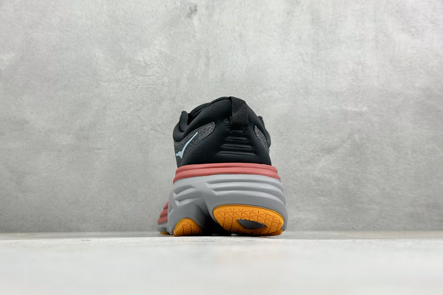 HOKA Bondi 8 Charcoal Red Orange Running Sneaker