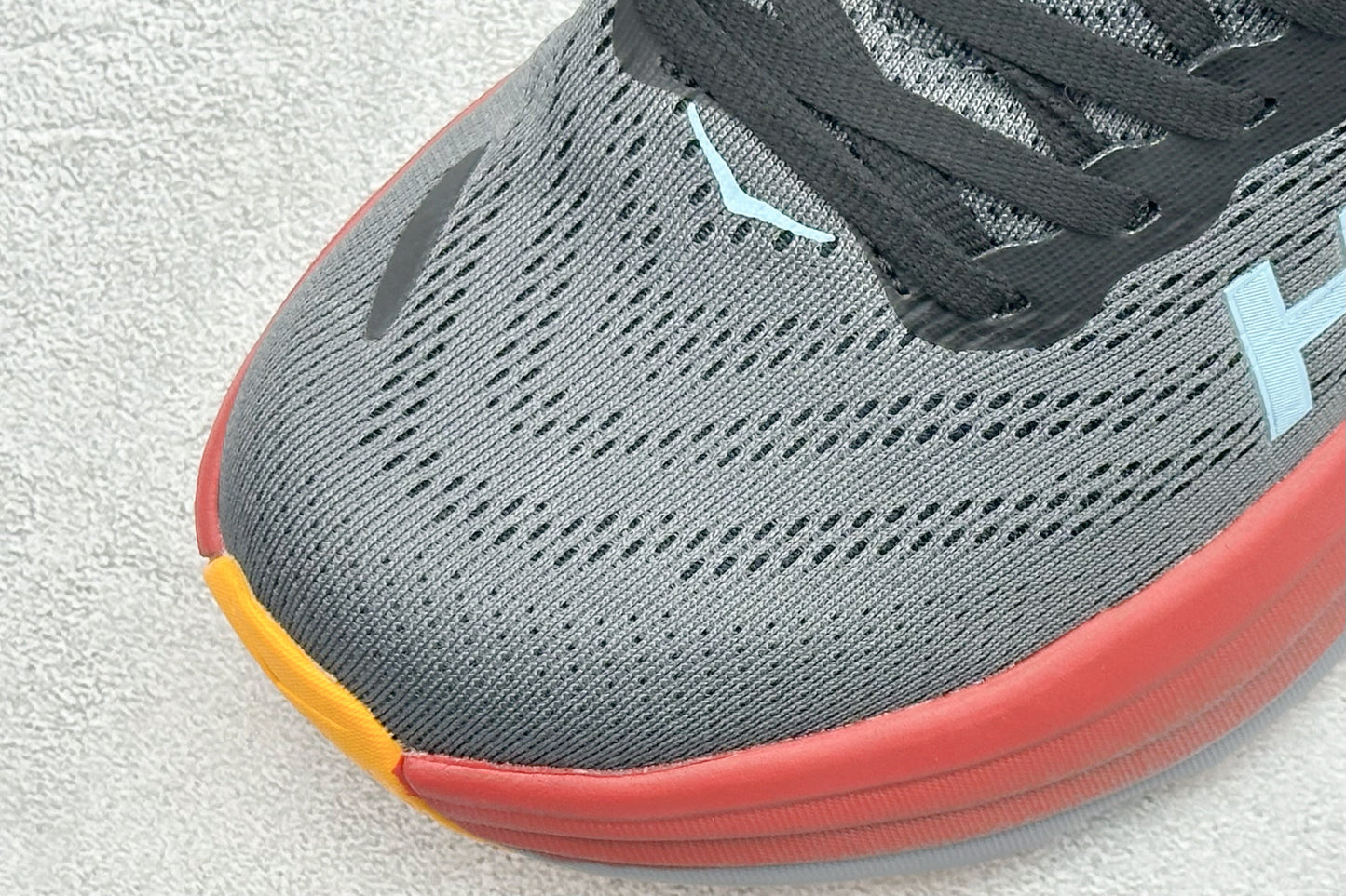 HOKA Bondi 8 Charcoal Red Orange Running Sneaker