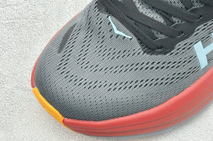 HOKA Bondi 8 Charcoal Red Orange Running Sneaker