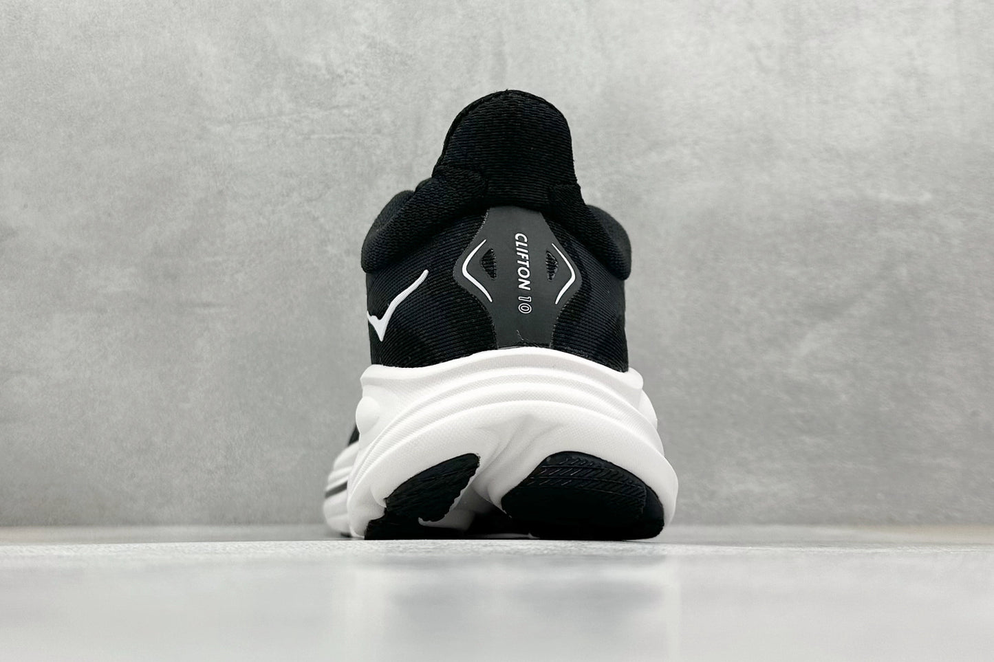 HOKA Clifton 10 Black White Cushioned Road Running Sneakers