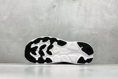 HOKA Clifton 10 Black White Cushioned Road Running Sneakers