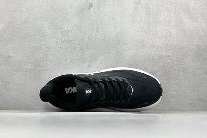 HOKA Clifton 10 Black White Cushioned Road Running Sneakers