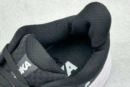 HOKA Clifton 10 Black White Cushioned Road Running Sneakers