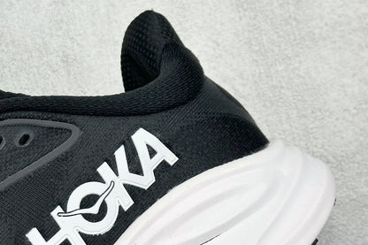 HOKA Clifton 10 Black White Cushioned Road Running Sneakers