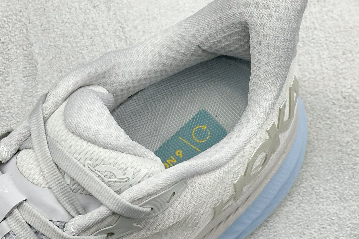HOKA Clifton 9 White/Pale Blue Daily Road Running Shoe