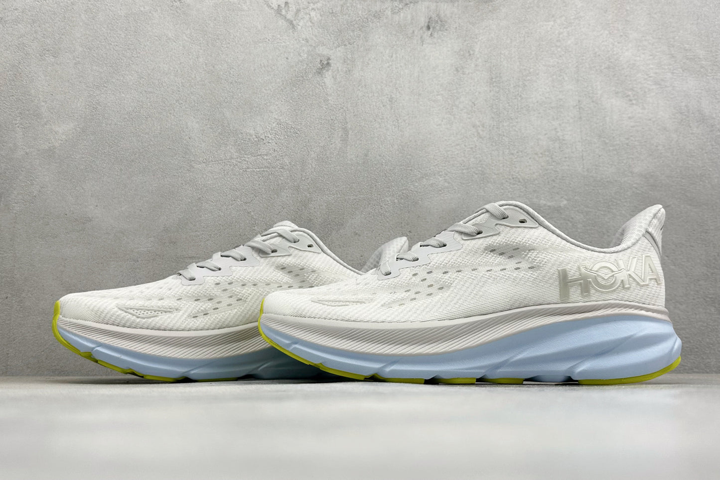 HOKA Clifton 9 White/Pale Blue Daily Road Running Shoe