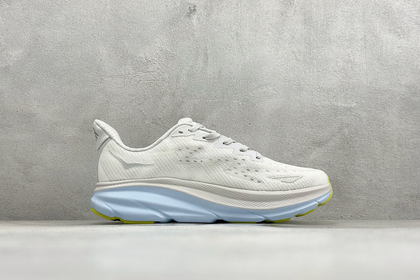 HOKA Clifton 9 White/Pale Blue Daily Road Running Shoe