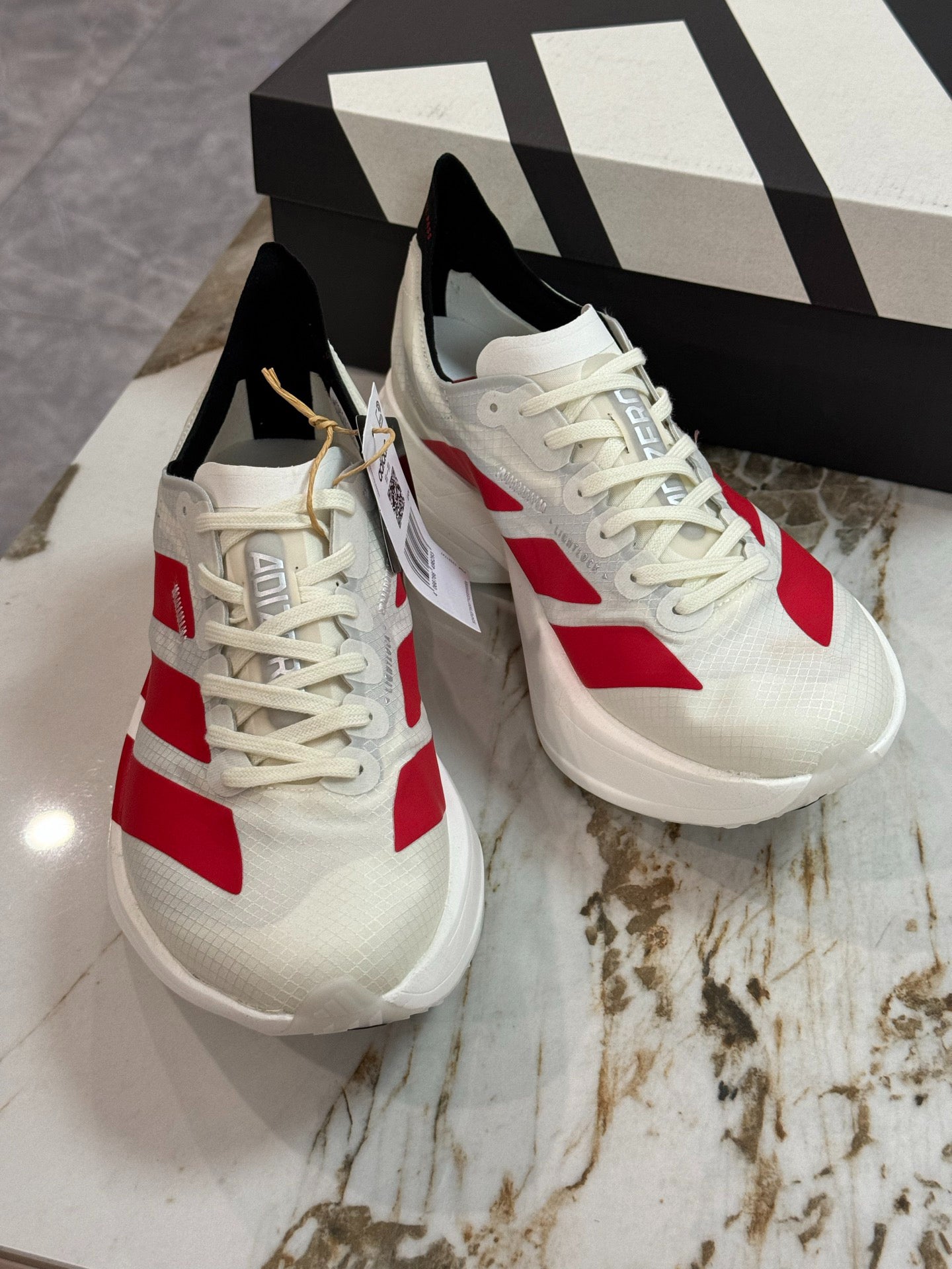 adidas Adizero Adios Pro 4 Running Shoes - Off White / Better Scarlet / Core Black