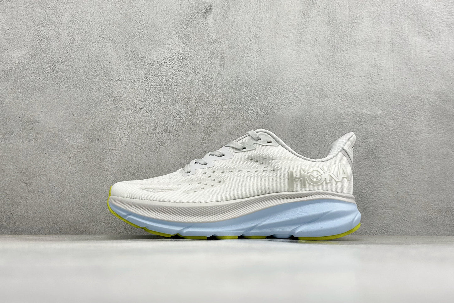 HOKA Clifton 9 White/Pale Blue Daily Road Running Shoe