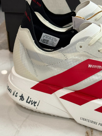 adidas Adizero Adios Pro 4 Running Shoes - Off White / Better Scarlet / Core Black