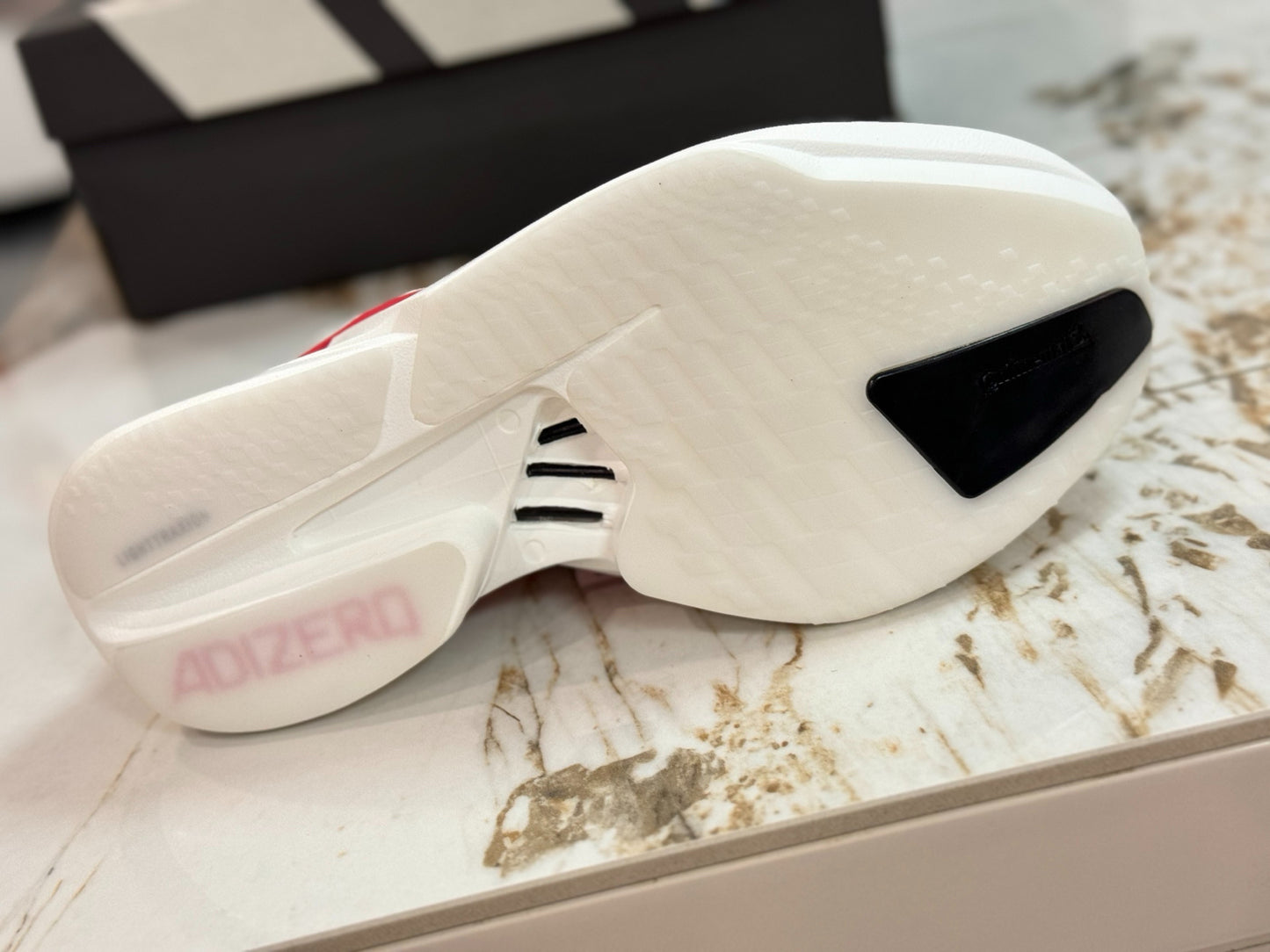 adidas Adizero Adios Pro 4 Running Shoes - Off White / Better Scarlet / Core Black