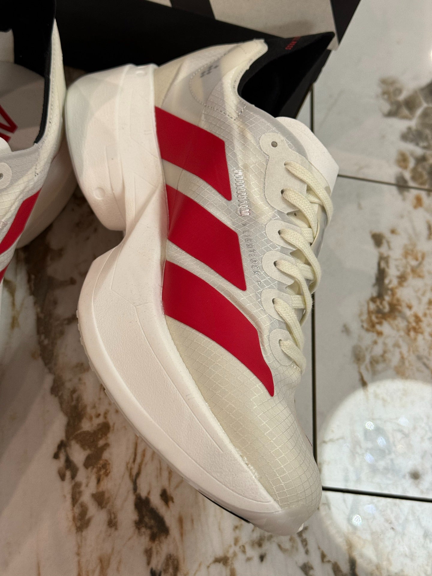 adidas Adizero Adios Pro 4 Running Shoes - Off White / Better Scarlet / Core Black