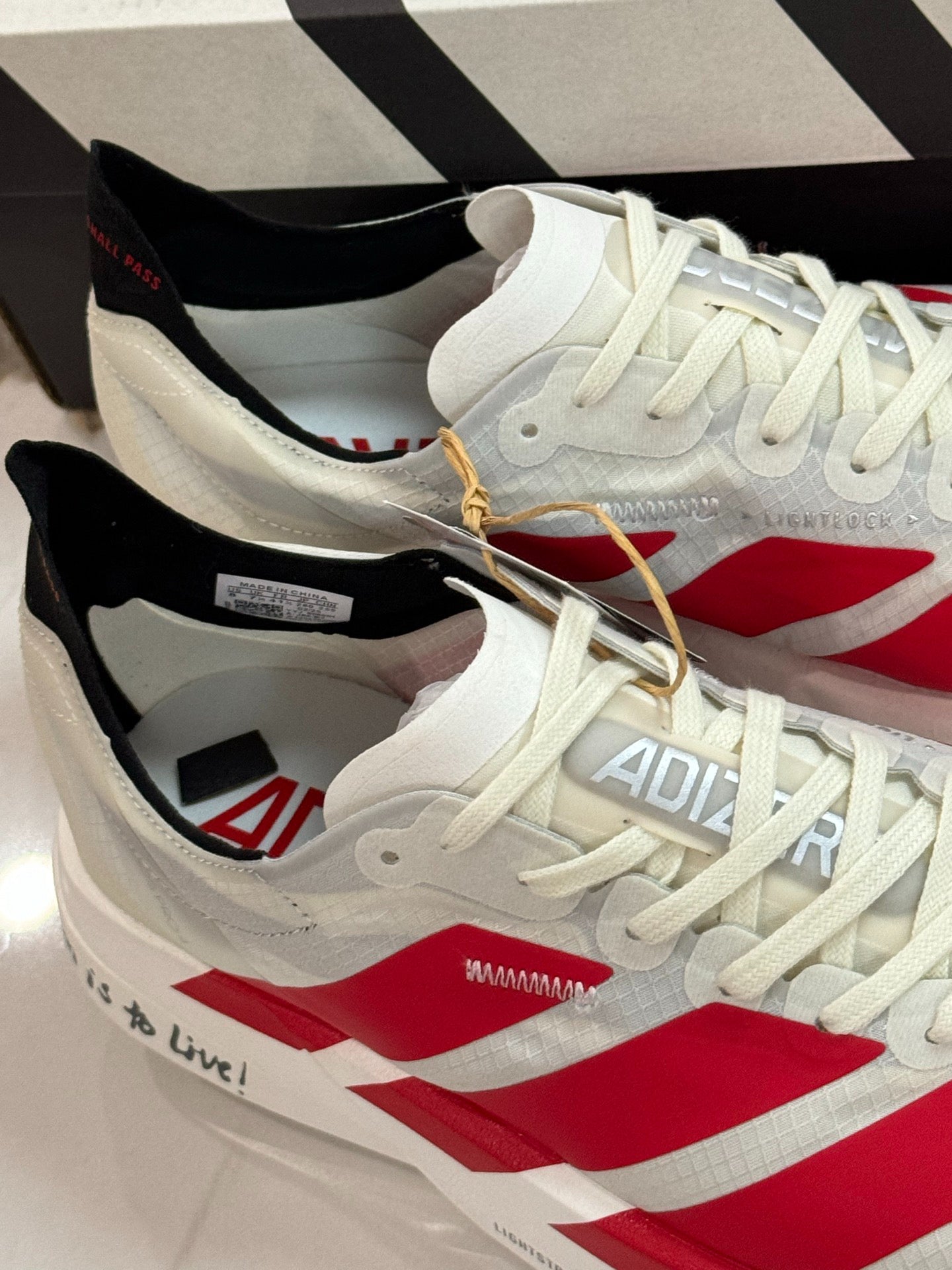 adidas Adizero Adios Pro 4 Running Shoes - Off White / Better Scarlet / Core Black