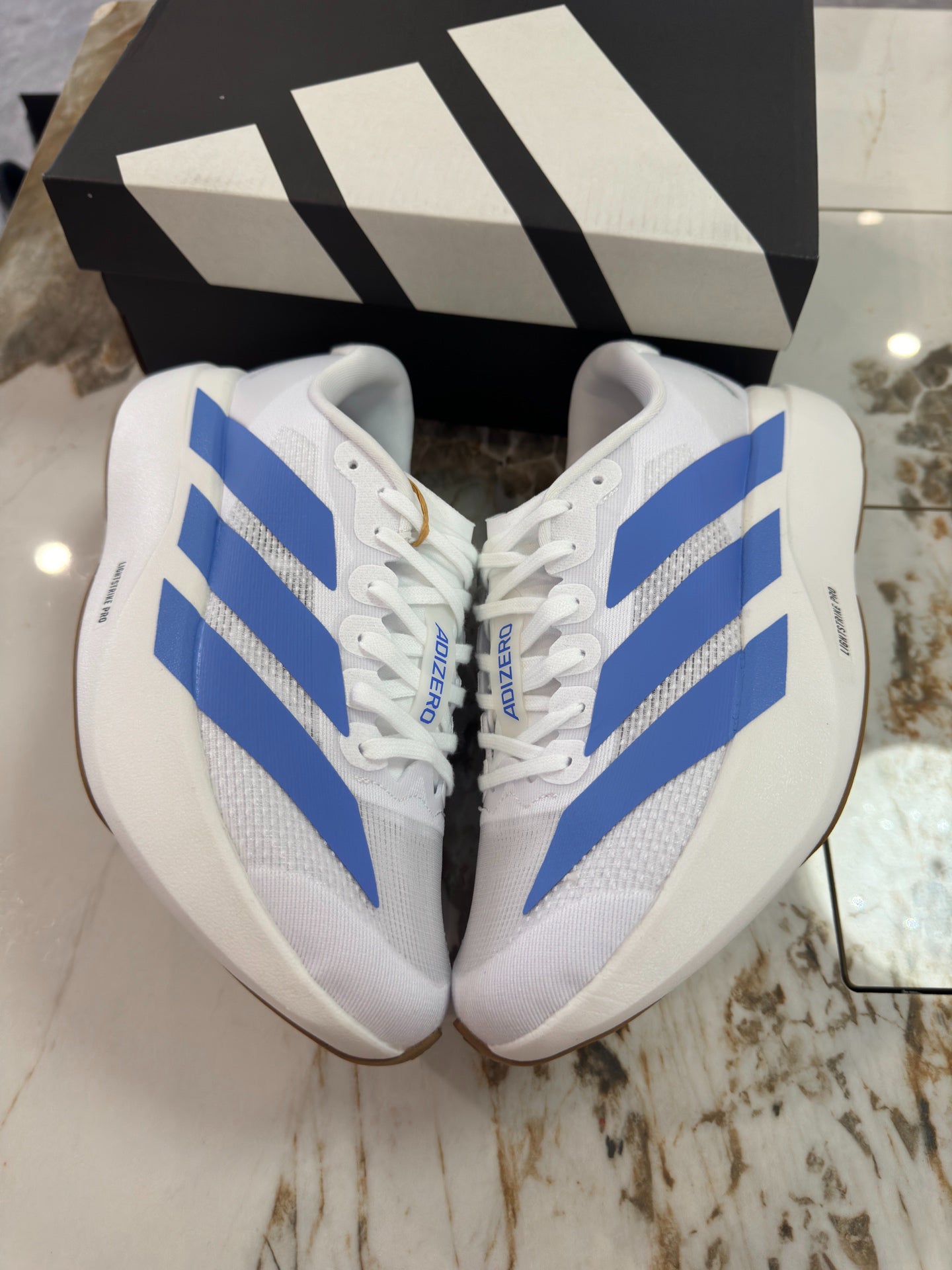 adidas Adizero Evo SL Running Shoes - Cloud White / Blue Fusion