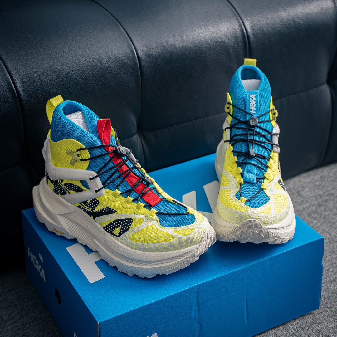HOKA Mafate Speed 2 / Mafate X Hike "Hoka Hike" Yellow/Blue Mid-Top Trail Sneakers