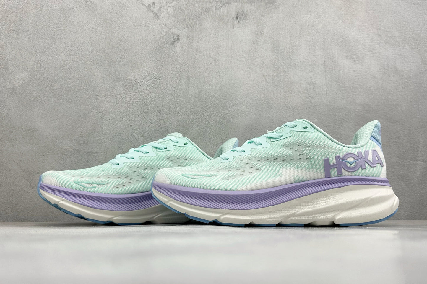 HOKA Clifton 9 Mint & Lavender Gradient Daily Running Trainers