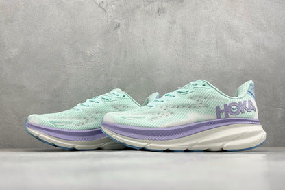 HOKA Clifton 9 Mint & Lavender Gradient Daily Running Trainers