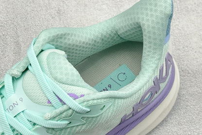 HOKA Clifton 9 Mint & Lavender Gradient Daily Running Trainers