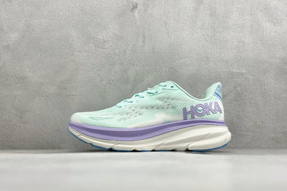 HOKA Clifton 9 Mint & Lavender Gradient Daily Running Trainers