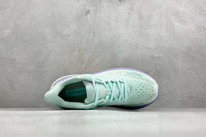 HOKA Clifton 9 Mint & Lavender Gradient Daily Running Trainers