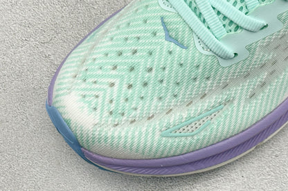 HOKA Clifton 9 Mint & Lavender Gradient Daily Running Trainers