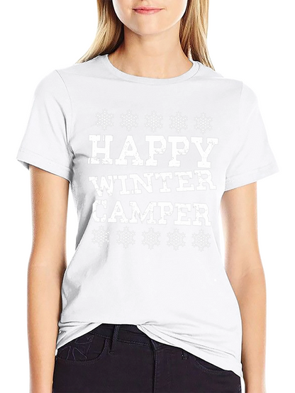 Happy Winter Camper Black Graphic T-Shirt