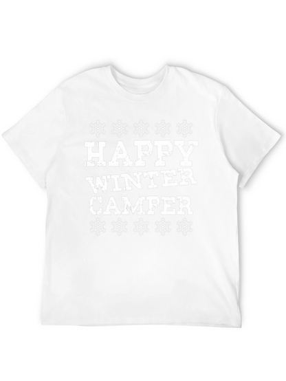 Happy Winter Camper Black Graphic T-Shirt
