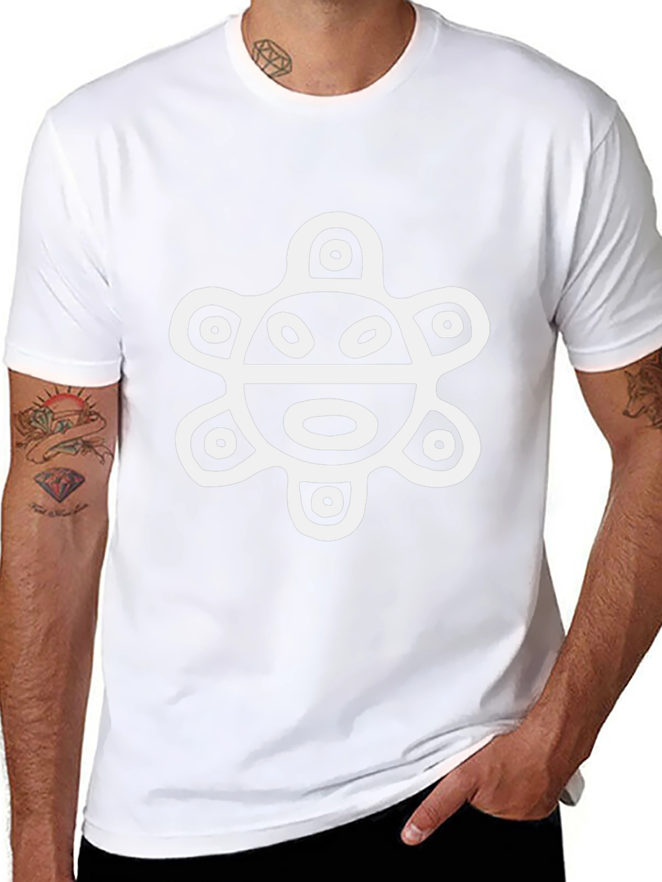 Black T-Shirt with Ancient Turtle Design