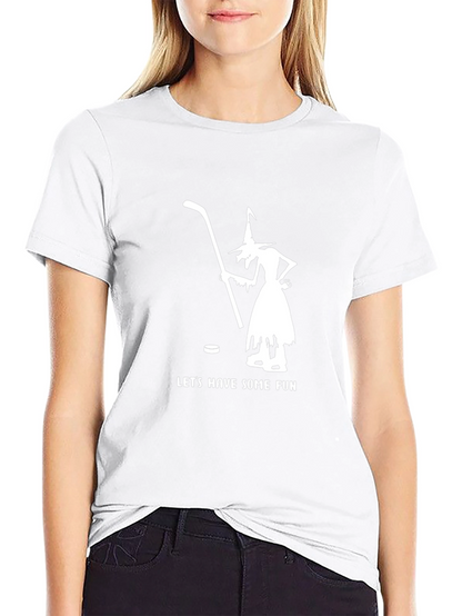 Witch Hockey Fun T-Shirt - Black Cotton Blend