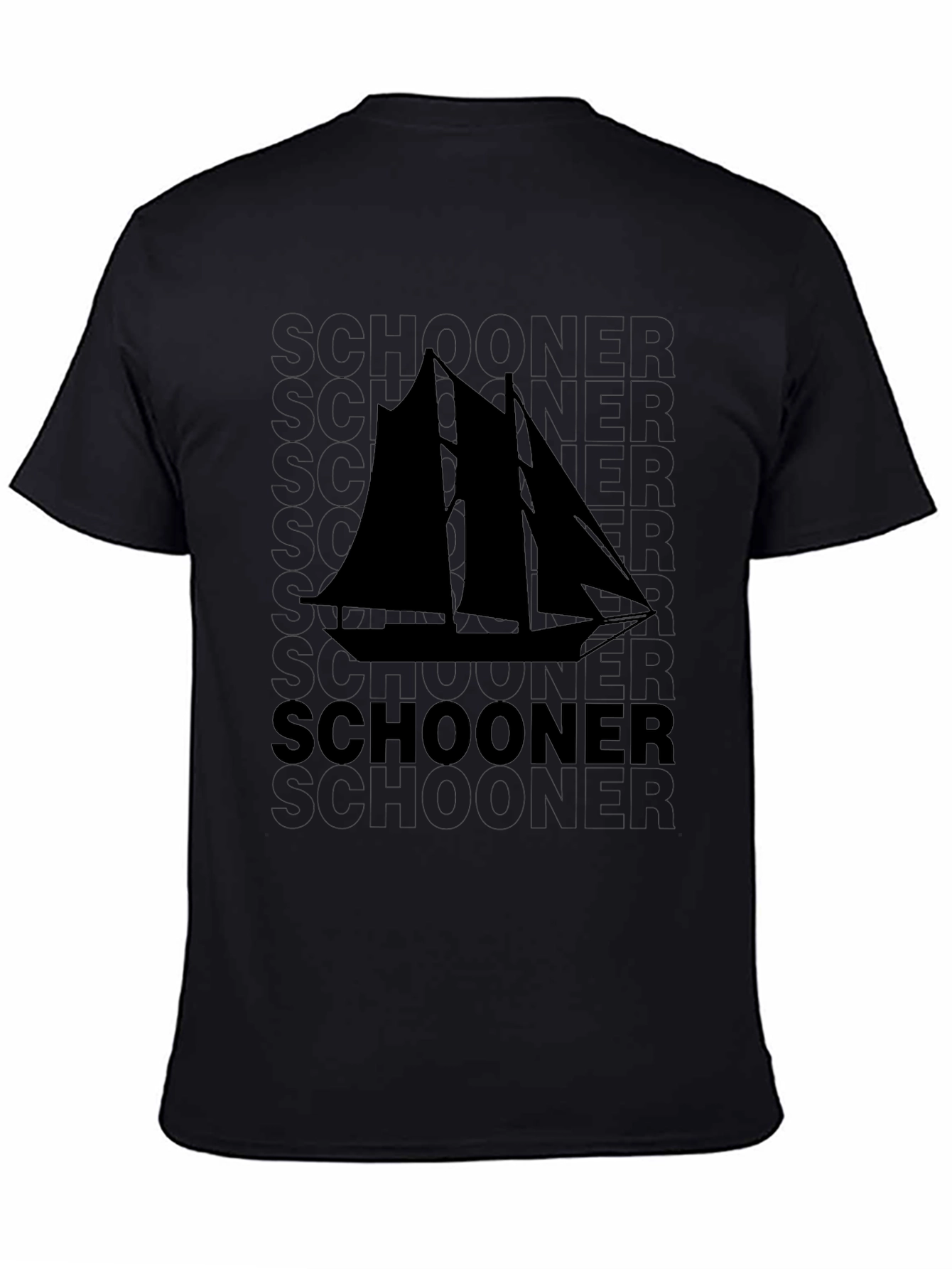 Schooner Sailboat Graphic Black T-Shirt