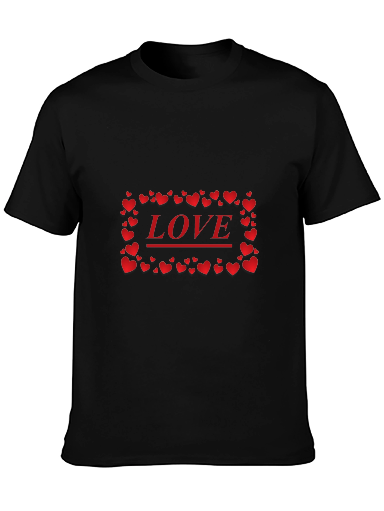 Love Heart Graphic Print Black T-Shirt