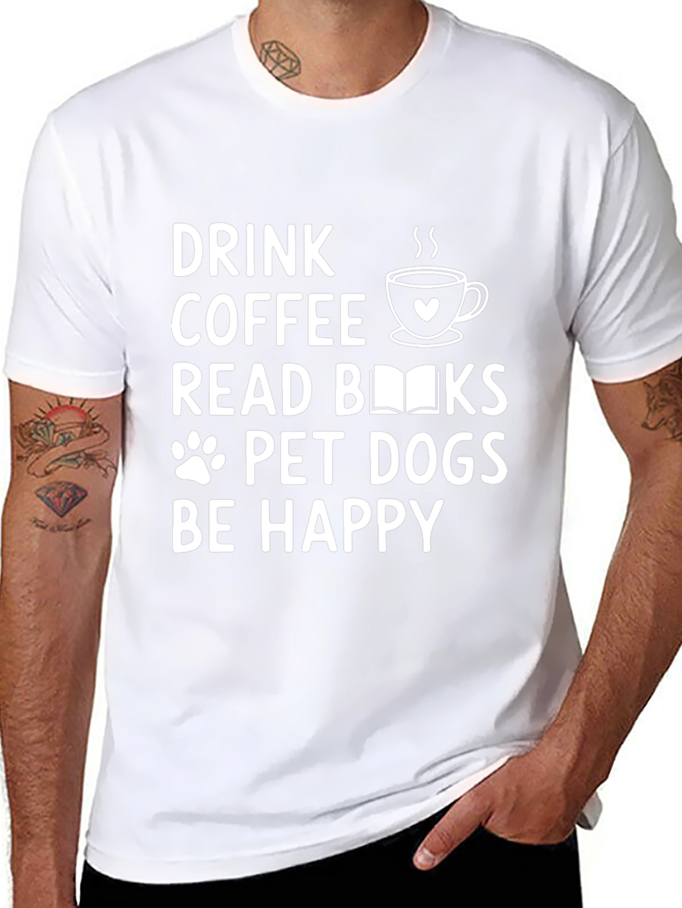 Drink Coffee Read Books Pet Dogs T-Shirt