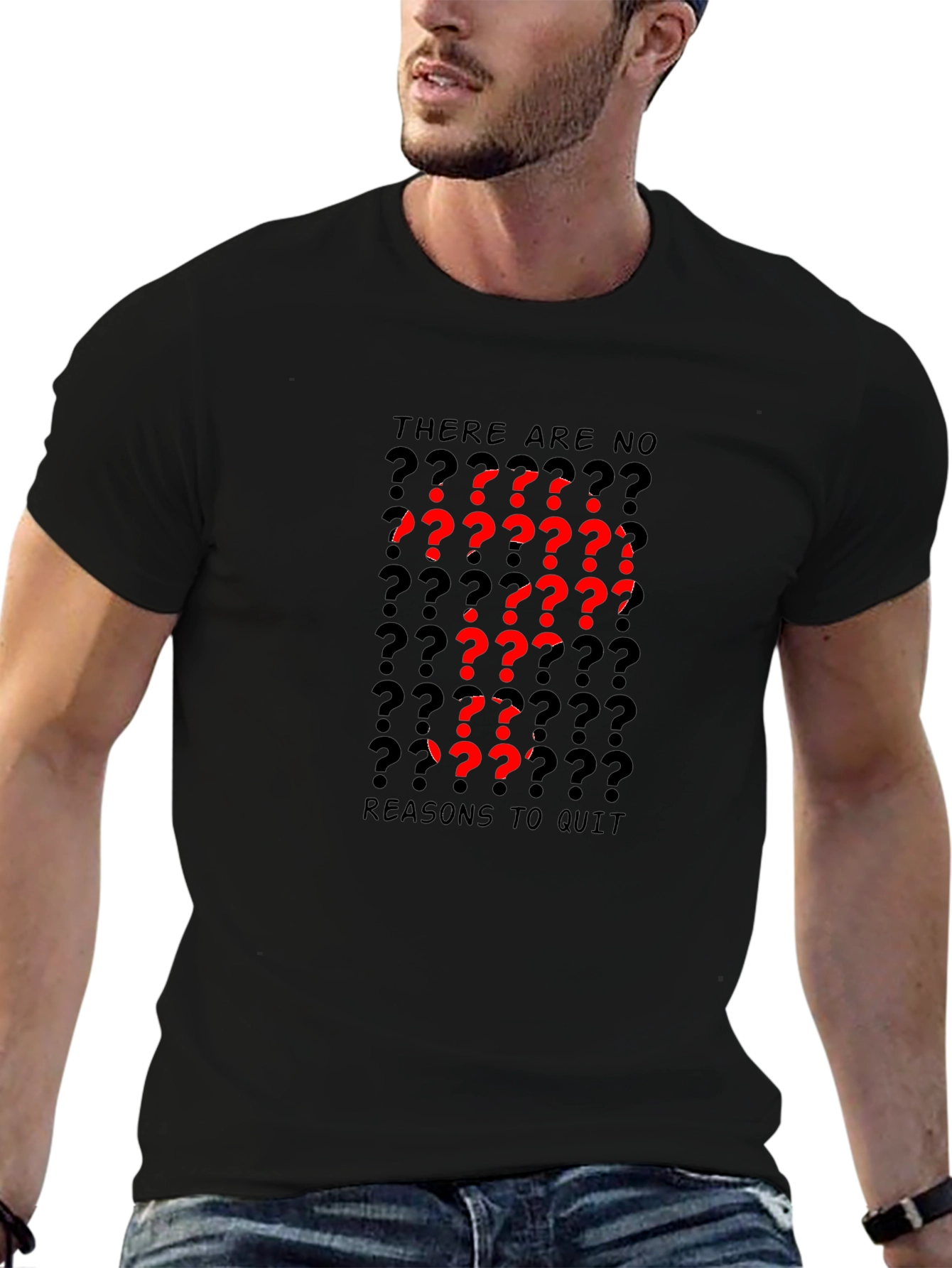 Motivational Question Mark Graphic Black T-Shirt