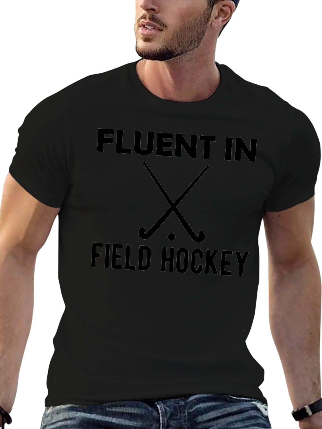 Fluent In Field Hockey Black T-Shirt