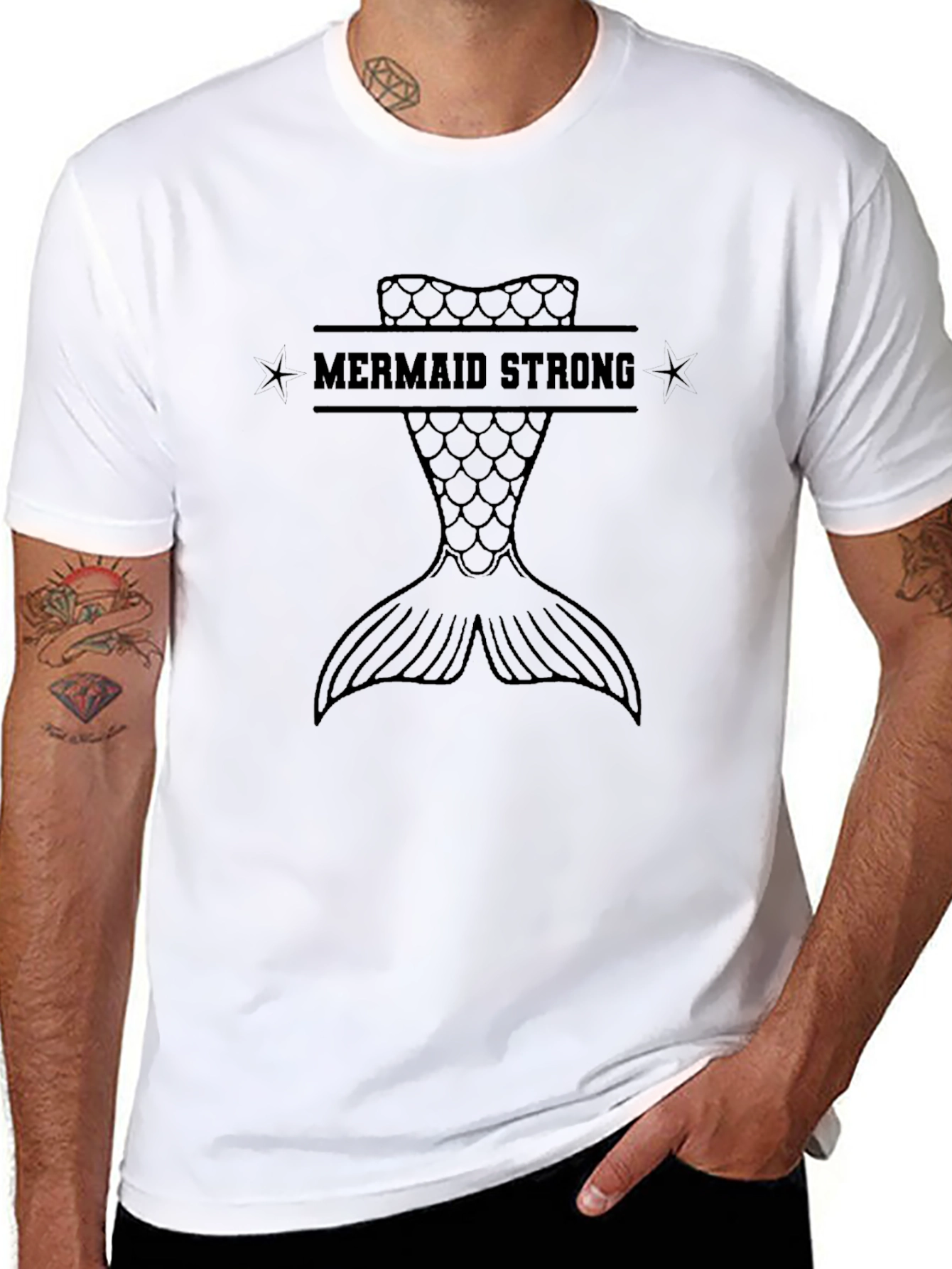 Mermaid Strong Graphic Tee - Black