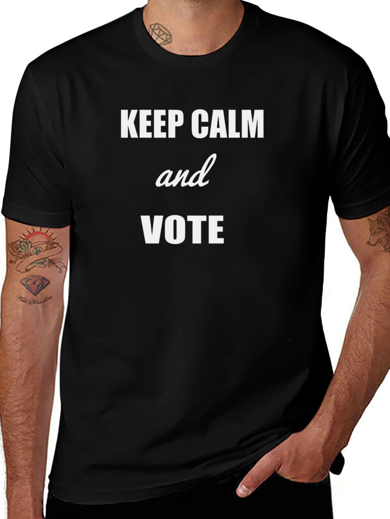 Keep Calm and Vote Graphic Tee - Black Cotton