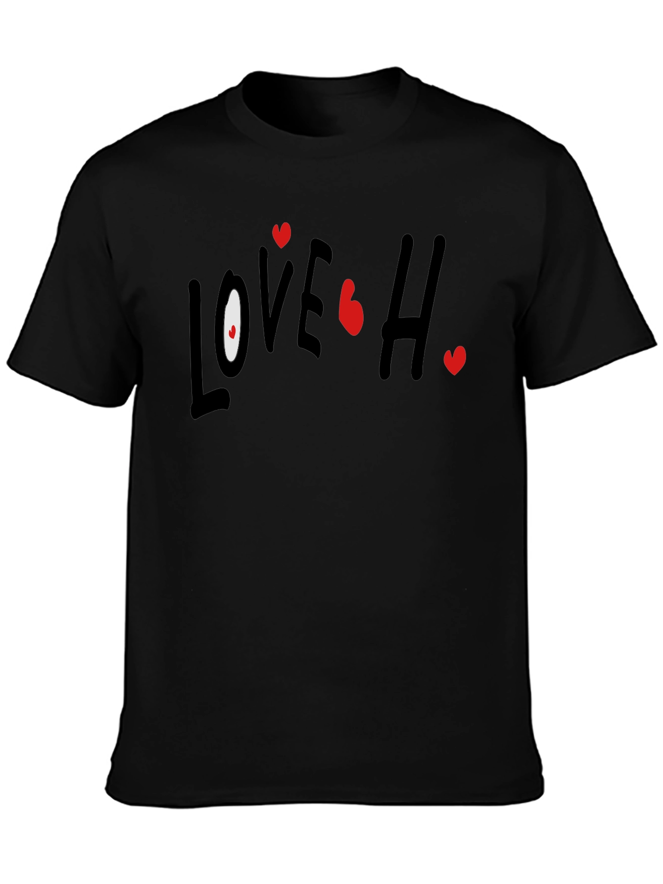 Love Hearts Graphic Black T-Shirt