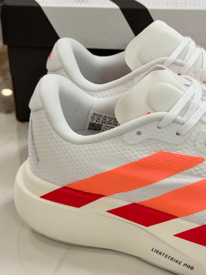 adidas Adizero Evo SL Running Shoes - Cloud White / Lucid Orange