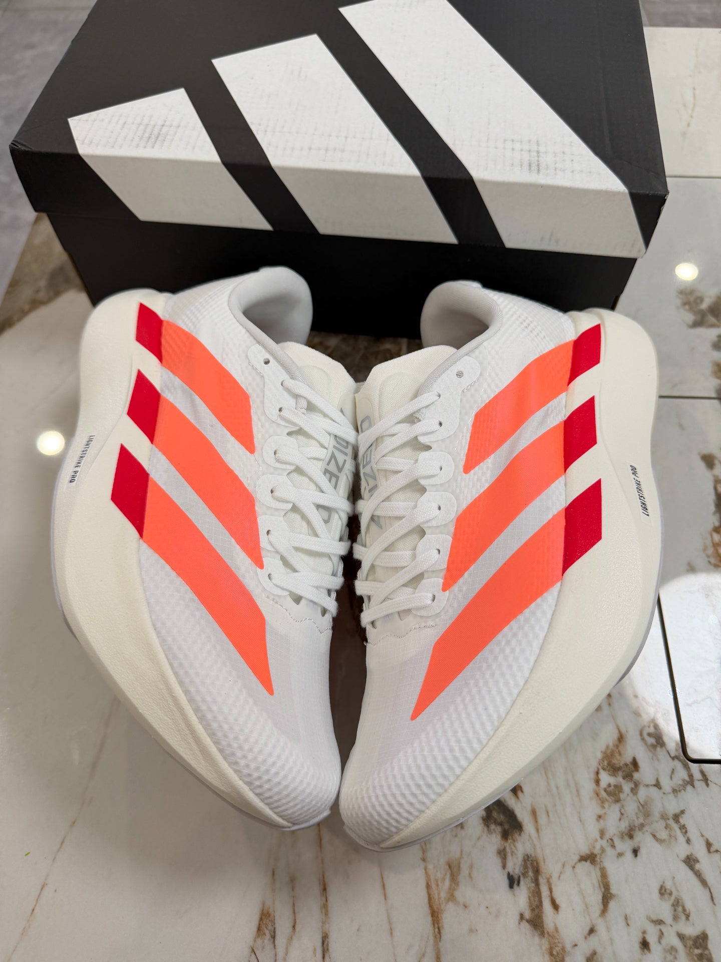 adidas Adizero Evo SL Running Shoes - Cloud White / Lucid Orange