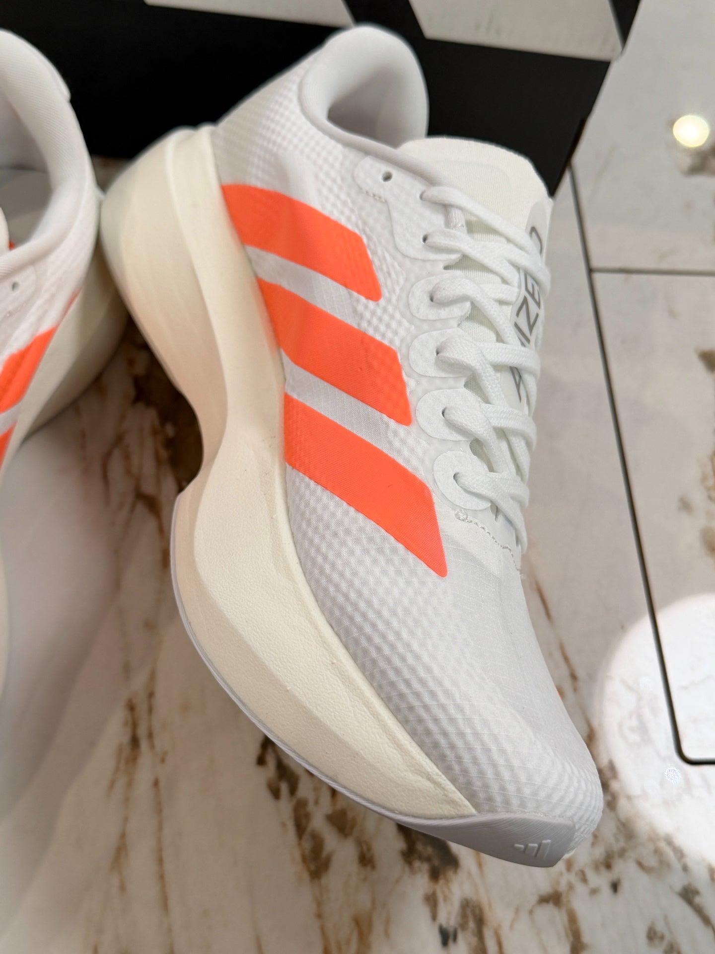 adidas Adizero Evo SL Running Shoes - Cloud White / Lucid Orange