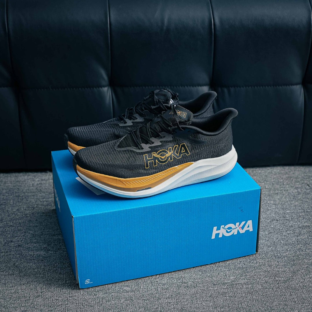 HOKA Mach 6 "Black/Gold" Low-Top Performance Running Sneakers