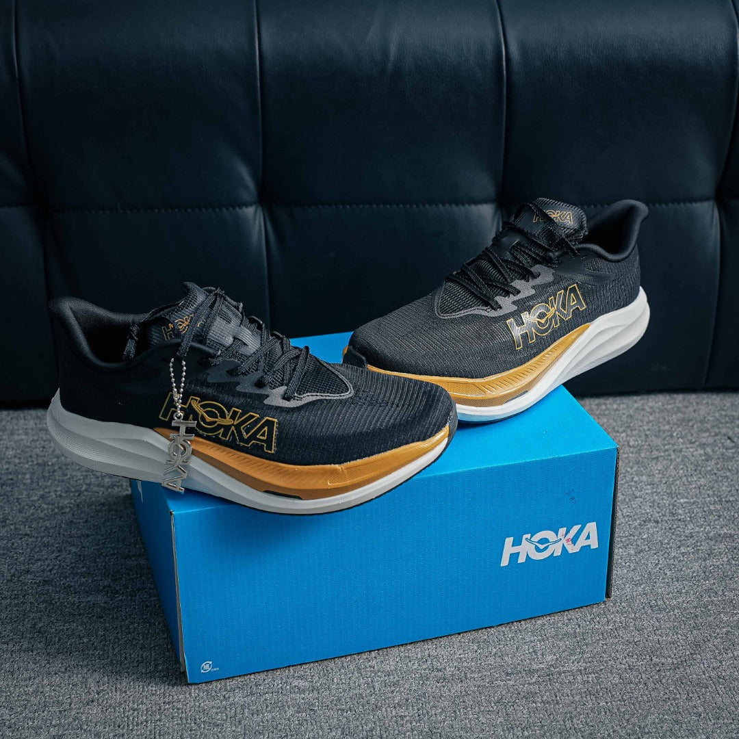 HOKA Mach 6 "Black/Gold" Low-Top Performance Running Sneakers